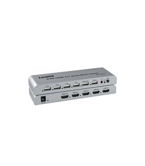 NOVACOM NVC-HDSW4 HDMI+USB 1/4 KVM 4K Switcher tek monitör klavye ve mouse üzerinden 4 farklı bilgisayarın kontrol 